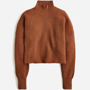 J. Crew Ribbed Turtleneck Sweater in Stretch Yarn, Heather Hazelnut, XL - NWT
